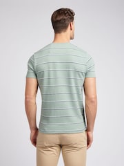 U.S. Polo Assn. Mens Green Texture Stripe 100% Cotton T-Shirt - Image 4 of 4