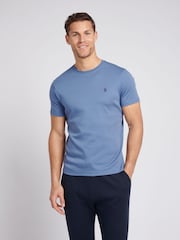 U.S. Polo Assn. Mens Blue Taped Interlock 100% Cotton T-Shirt - Image 1 of 5
