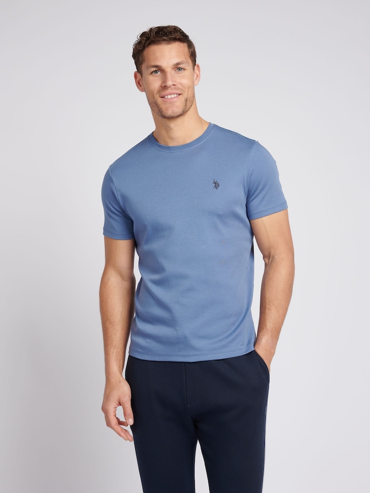 U.S. Polo Assn. Mens Blue Taped Interlock 100% Cotton T-Shirt - Image 1 of 5