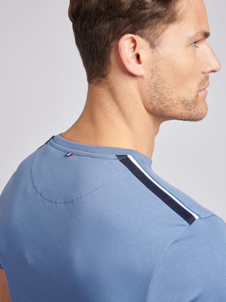U.S. Polo Assn. Mens Blue Taped Interlock 100% Cotton T-Shirt - Image 5 of 5