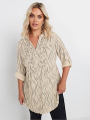 Yours Curve Natural Pintuck Blouse - Image 1 of 5