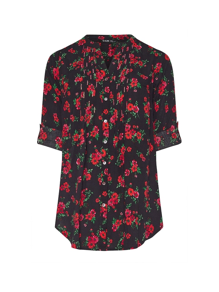 Yours Curve Black Pintuck Blouse - Image 5 of 5