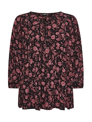 Yours Curve Black Long Sleeve Ladder Trim Boho Top - Image 5 of 5