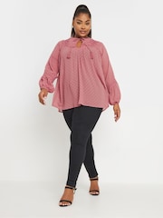 Yours Curve Pink Dobby Slub Lace Blouse - Image 2 of 5