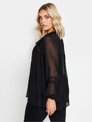 Yours Curve Black Dobby Slub Lace Blouse - Image 3 of 5