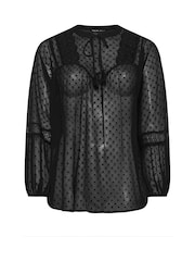Yours Curve Black Dobby Slub Lace Blouse - Image 5 of 5