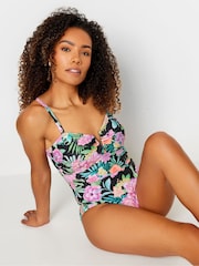 M&Co Black Tropical Floral Bandeau Swimsuit - Image 2 of 6