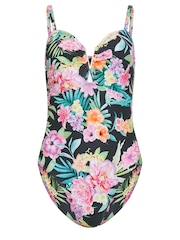 M&Co Black Tropical Floral Bandeau Swimsuit - Image 6 of 6