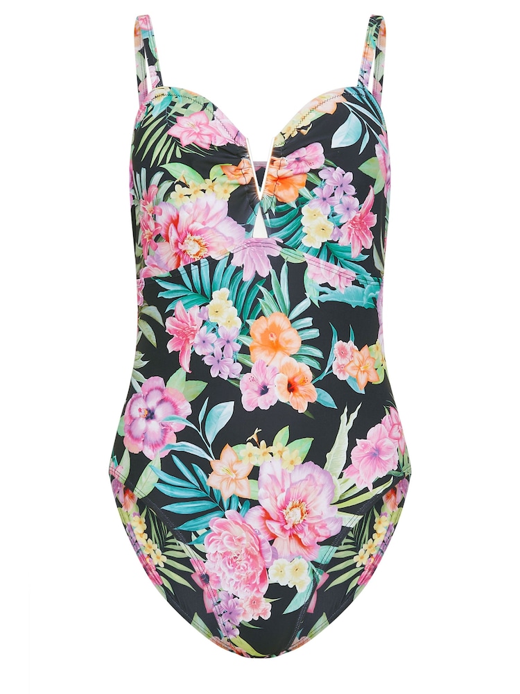 M&Co Black Tropical Floral Bandeau Swimsuit - Image 6 of 6