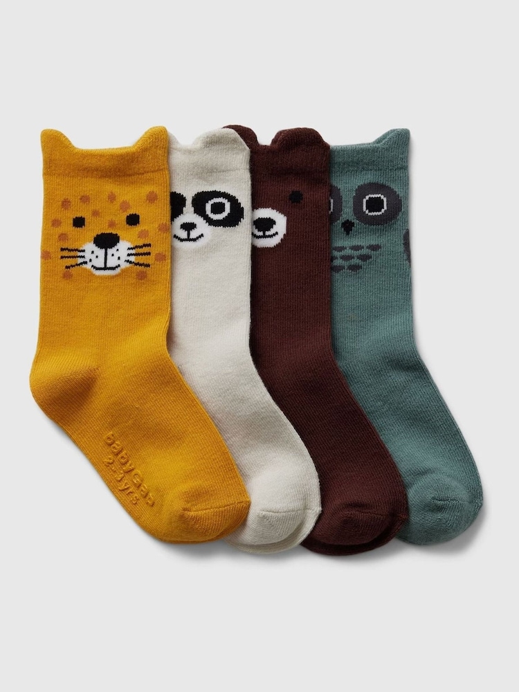 Gap Blue 4 Pack Animal Crew Socks (Newborn-5yrs) - Image 1 of 1 Gap Blue 4 Pack Animal Crew Socks (Newborn-5yrs) - Image 1 of 1