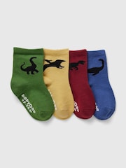 Gap 4 Pack Dinosaur Crew Socks (Newborn-5yrs) - Slika 1 iz 1