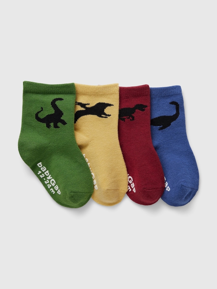 Gap 4 Pack Dinosaur Crew Socks (Newborn-5yrs) - Slika 1 iz 1
