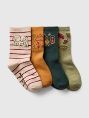 Gap Green & Yellow Camp Crew Socks 4-Pack (Newborn-5yrs) - Image 1 of 1