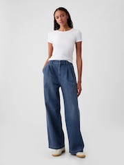 Gap Blue High Waisted Wide Denim Trousers - Image 1 of 9