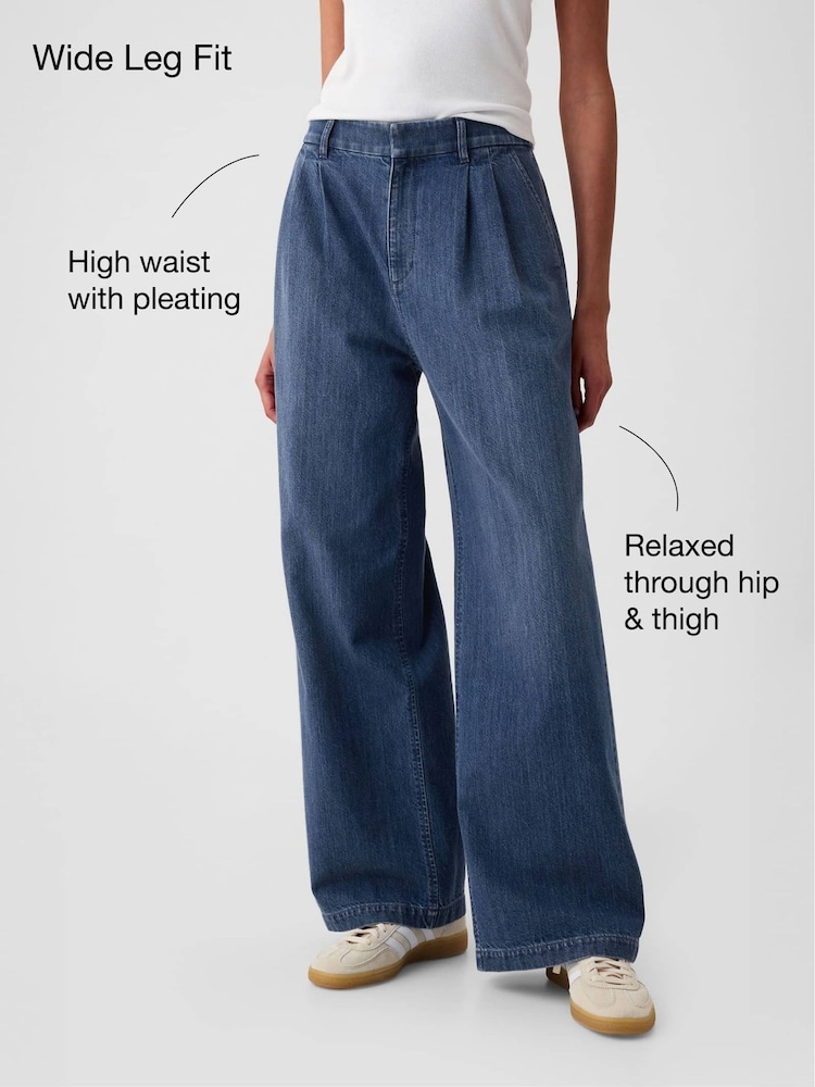Gap Blue High Waisted Wide Denim Trousers - Image 2 of 9