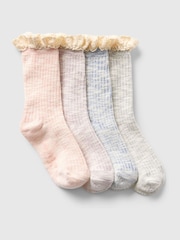 Gap Pink/Blue Toddler 4 Pack Ruffle Boot Socks (Newborn-5yrs) - Image 1 of 1