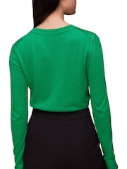 Whistles Green Annie Sparkle Crew Neck Jumper - Image 2 of 4