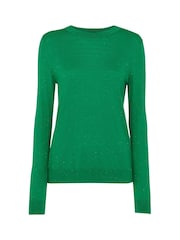 Whistles Green Annie Sparkle Crew Neck Jumper - Image 4 of 4