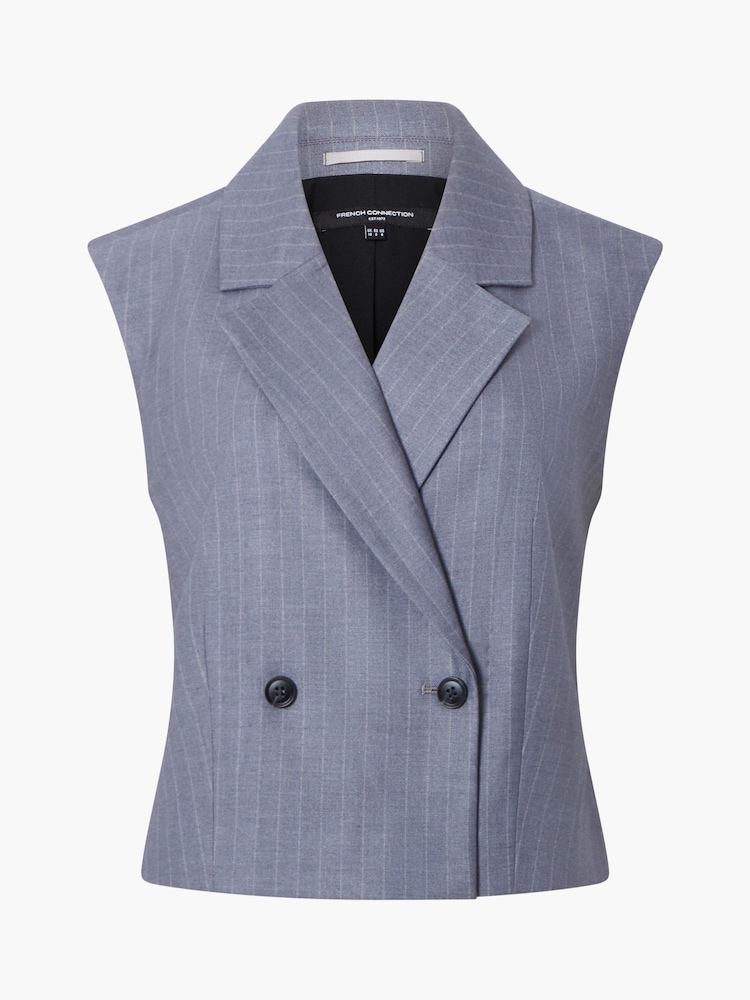 French Connection Grey Fiorella PIN Stripe Waistcoat - Image 4 of 4