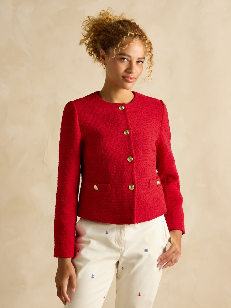 Joules Hampstead Red Boucle Jacket - Image 1 of 6