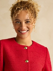 Joules Hampstead Red Boucle Jacket - Image 4 of 6
