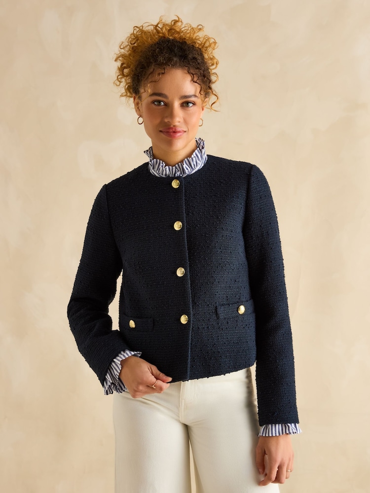 Joules Hampstead Navy Boucle Jacket - Image 1 of 6