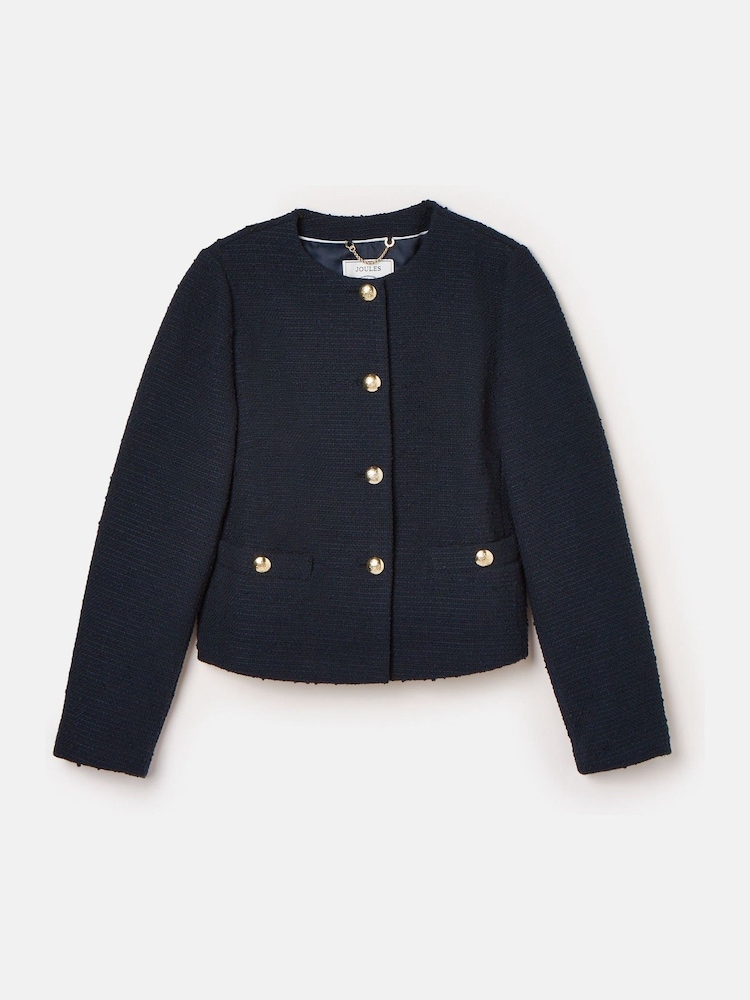 Joules Hampstead Navy Boucle Jacket - Image 6 of 6