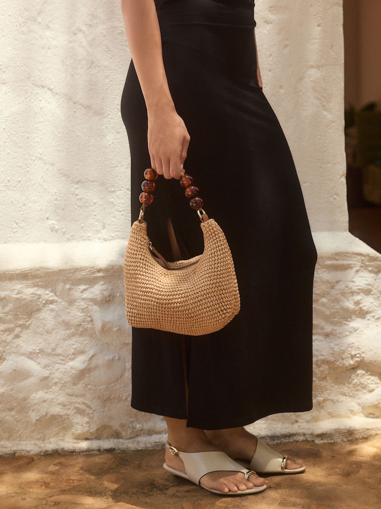 Tan Brown Ball Raffia Cross-Body Bag - Image 3 of 10