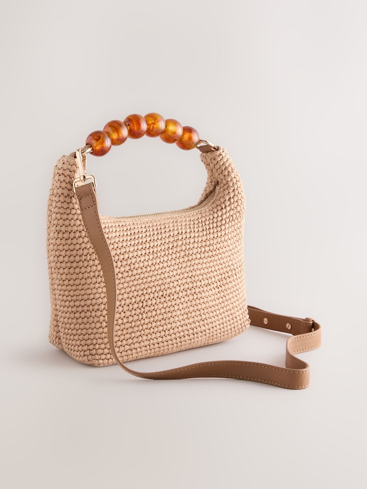 Tan Brown Ball Raffia Cross-Body Bag - Image 6 of 10