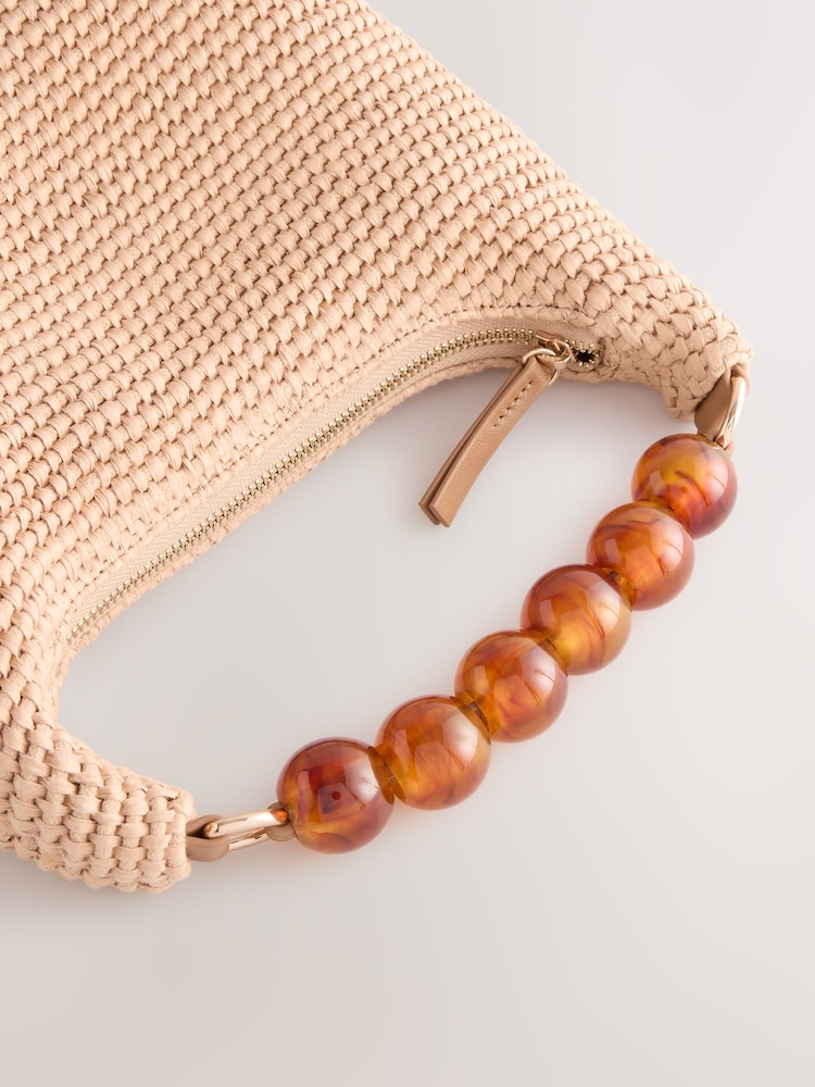 Tan Brown Ball Raffia Cross-Body Bag - Image 8 of 10