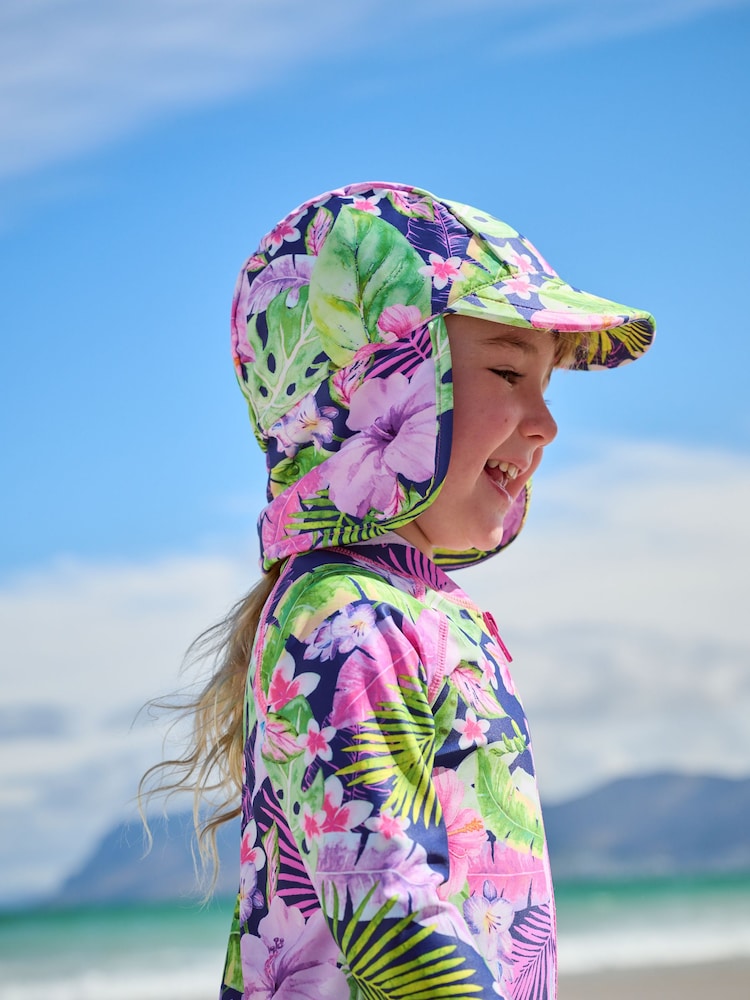 Navy/Purple Tropical Swim Cap (3mths-10yrs) - Image 1 of 2