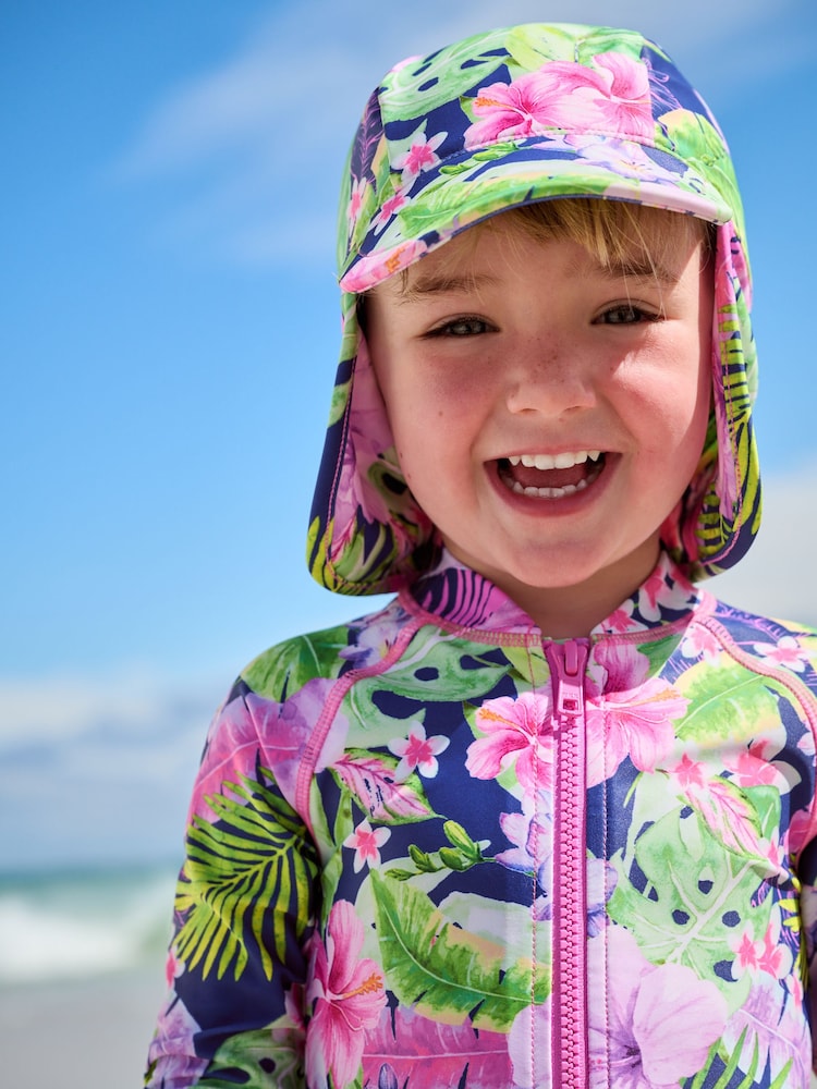 Navy/Purple Tropical Swim Cap (3mths-10yrs) - Image 2 of 2