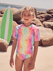 Rainbow Animal Zip Through Rash Vest (3-16yrs) - Image 1 of 8