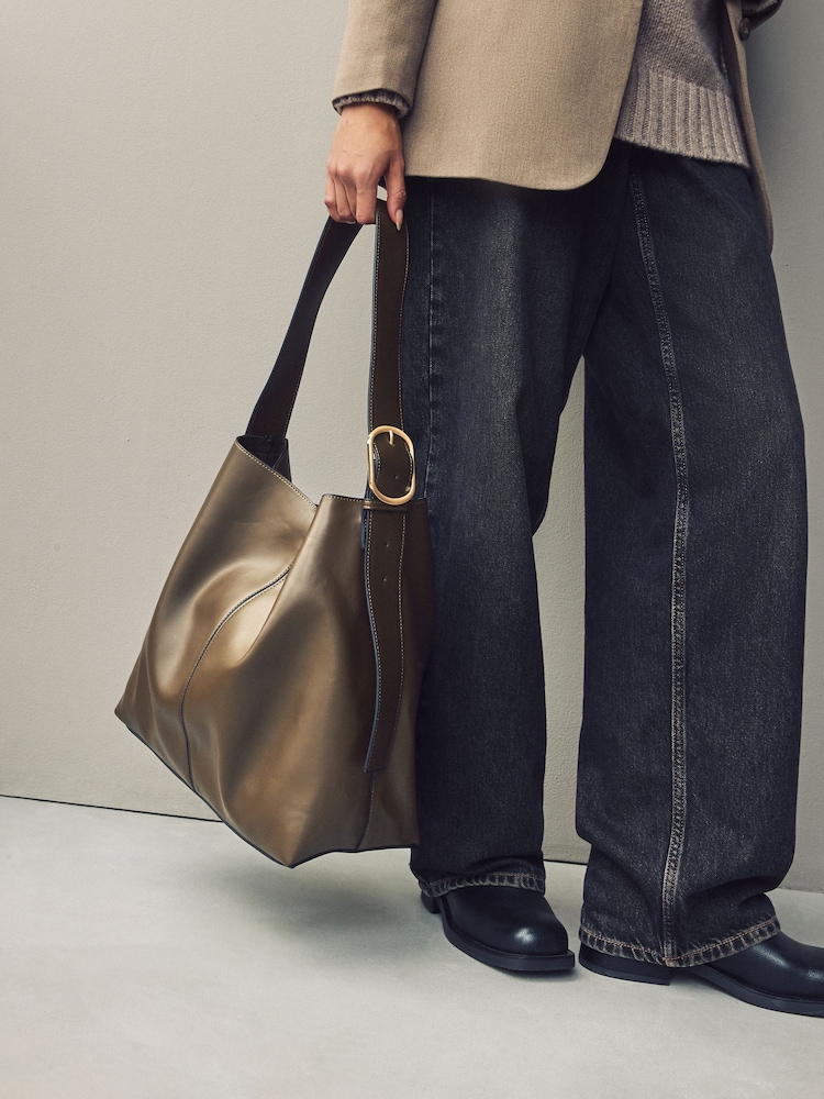 Khaki Green Buckle Shoulder Bag - Image 2 of 9