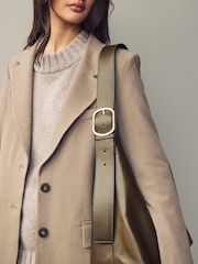 Khaki Green Buckle Shoulder Bag - Image 3 of 9