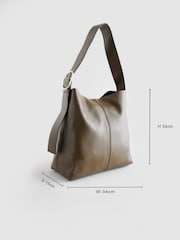 Khaki Green Buckle Shoulder Bag - Image 4 of 9