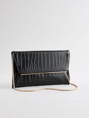 Schwarz - Clutch-Tasche mit abnehmbarer Kette - Bild 3 von 8