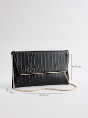 Schwarz - Clutch-Tasche mit abnehmbarer Kette - Bild 4 von 8