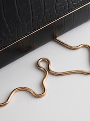 Schwarz - Clutch-Tasche mit abnehmbarer Kette - Bild 6 von 8