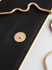 Schwarz - Clutch-Tasche mit abnehmbarer Kette - Bild 7 von 8
