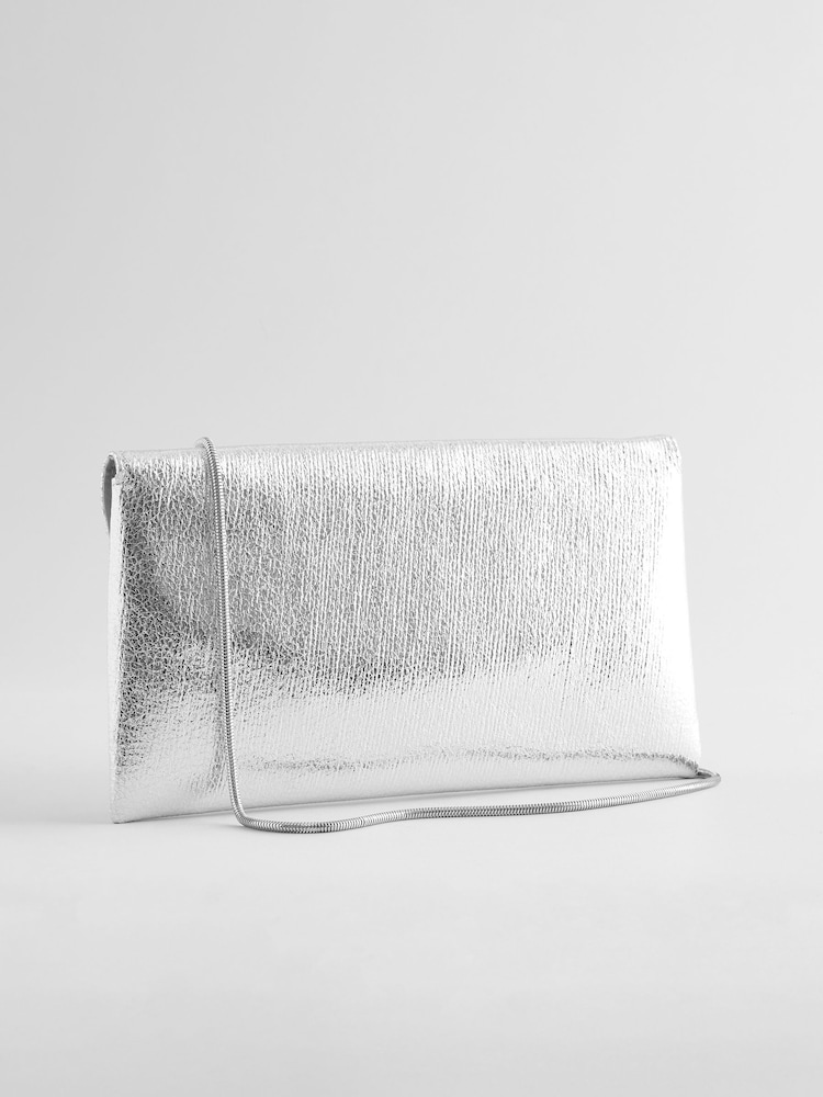 Silver Clutch Bag With Detachable Chain - Image 3 of 7