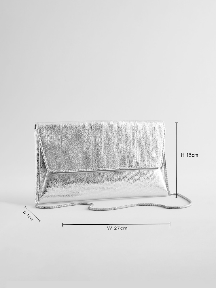 Silver Clutch Bag With Detachable Chain - Image 4 of 7