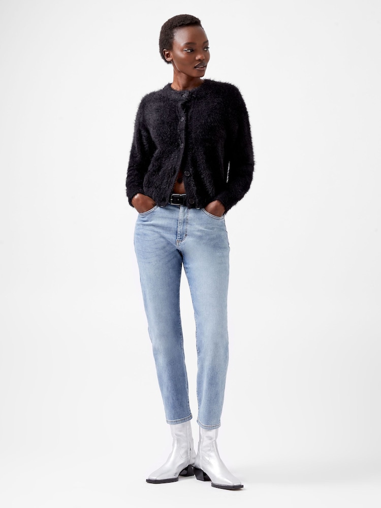 French Connection Molly Feather Long Sleeve Black Cardigan - Image 1 of 4