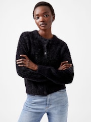 French Connection Molly Feather Long Sleeve Black Cardigan - Image 3 of 4