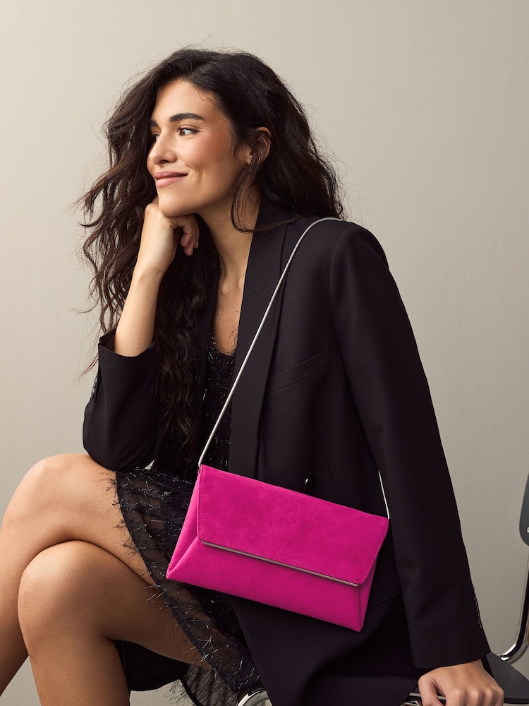 Pink Clutch Bag With Detachable Chain - Image 2 of 9