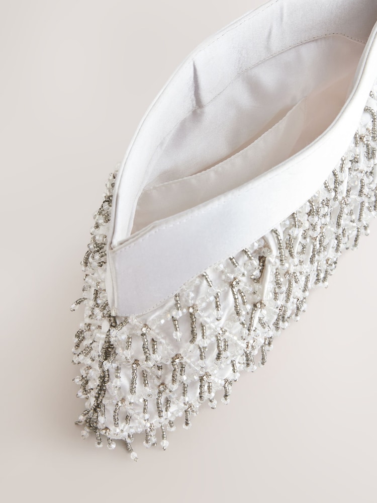 Weiß - Perlenbesetzte Clutch mit Schnappverschluss - Bild 10 von 10