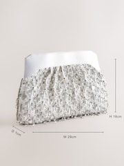 Weiß - Perlenbesetzte Clutch mit Schnappverschluss - Bild 4 von 10