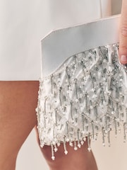 Weiß - Perlenbesetzte Clutch mit Schnappverschluss - Bild 5 von 10