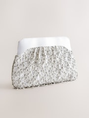 Weiß - Perlenbesetzte Clutch mit Schnappverschluss - Bild 7 von 10