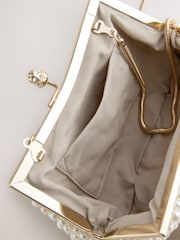 Blanco - Faux Pearl Clasp Clutch - Imagen 11 de 12